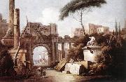 ZAIS, Giuseppe Ancient Ruins with a Great Arch and a Column oil